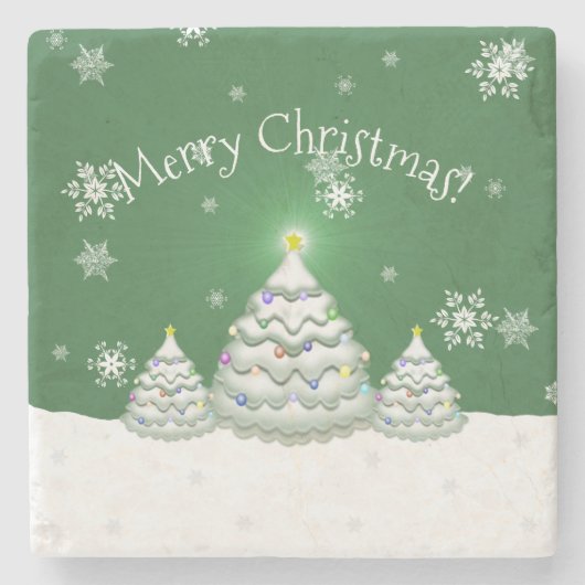 Green Christmas Tree Stone Untersetzer (Vorderseite)