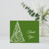 Green Christmas Tree Winter Vielen Dank Postkarte (Stehend Vorderseite)