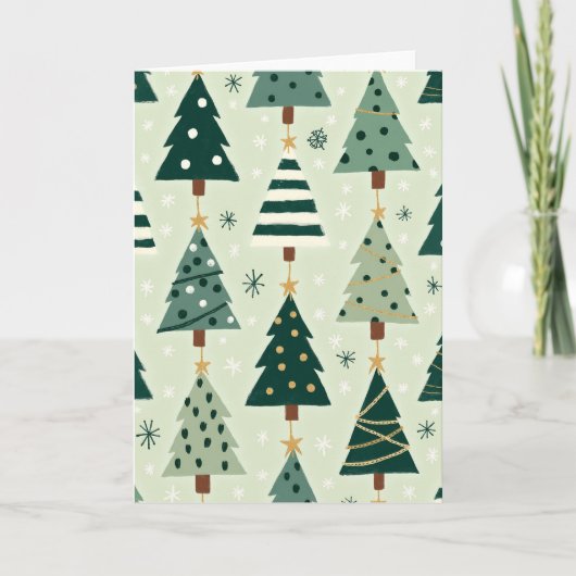 Green Christmas Trees Card Karte (Vorderseite)