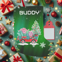 Green Christmas Trees Cart Kleiner Weihnachtsstrumpf