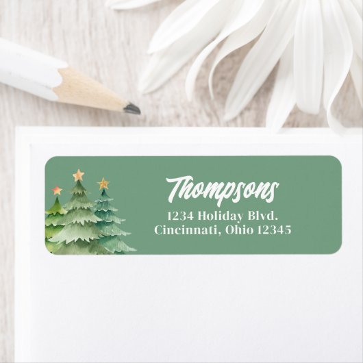 Green Christmas Trees Custom Return Address (Insitu)