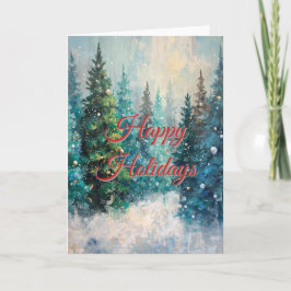 Green Christmas Trees Winter Forest Karte