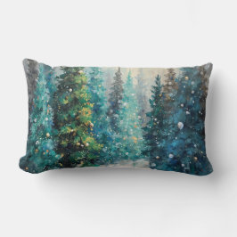 Green Christmas Trees Winter Forest Lendenkissen