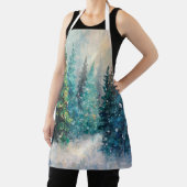 Green Christmas Trees Winter Forest Schürze (InSitu)