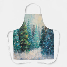 Green Christmas Trees Winter Forest Schürze