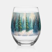 Green Christmas Trees Winter Forest Weinglas Ohne Stiel (Links)