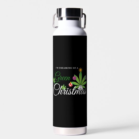 Green Christmas Weed Shirt Trinkflasche (Vorne)