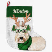 Green Christmas Wheaten Terrier mit dem Namen des Großer Weihnachtsstrumpf (Vorderseite)