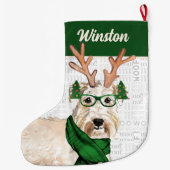 Green Christmas Wheaten Terrier mit dem Namen des  Großer Weihnachtsstrumpf (Rückseite)