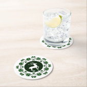 Green Christmas Wreath Rentier Runder Pappuntersetzer (Vor Ort)