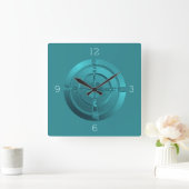 Green Circle Design mit Atmosphäre >Wall Clock Quadratische Wanduhr (Zuhause)