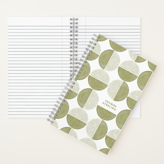 Green Circle Geometric Muster Spiral Notebook Notizblock (Innen)