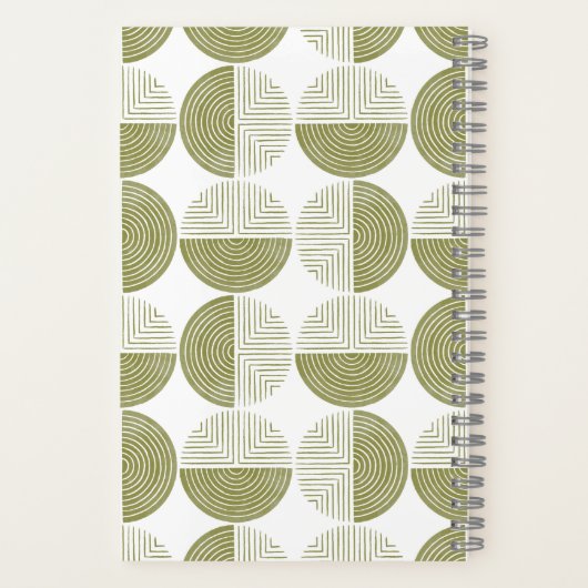 Green Circle Geometric Muster Spiral Notebook Notizblock (Rückseite)