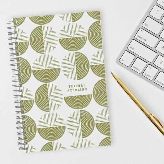 Green Circle Geometric Muster Spiral Notebook Notizblock