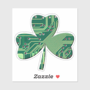 Green Circuit Board St Patrick Day Kleeblatt Aufkleber