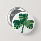 Green Circuit Board St Patrick Day Kleeblatt Button (Vorne & Hinten)
