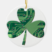 Green Circuit Board St Patrick Day Kleeblatt Keramik Ornament (Vorne)
