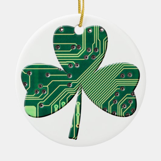 Green Circuit Board St Patrick Day Kleeblatt Keramik Ornament (Vorne)