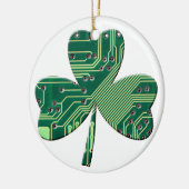 Green Circuit Board St Patrick Day Kleeblatt Keramik Ornament (Links)