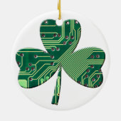 Green Circuit Board St Patrick Day Kleeblatt Keramik Ornament (Hinten)