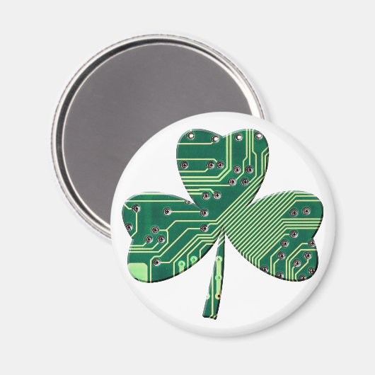 Green Circuit Board St Patrick Day Kleeblatt Magnet (Vorderseite/Rückseite)