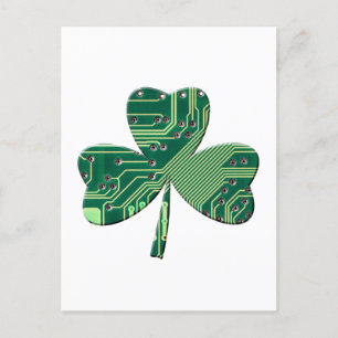 Green Circuit Board St Patrick Day Kleeblatt Postkarte