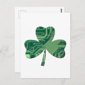 Green Circuit Board St Patrick Day Kleeblatt Postkarte (Vorne/Hinten)