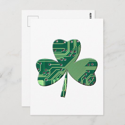 Green Circuit Board St Patrick Day Kleeblatt Postkarte (Vorne/Hinten)