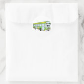 Green City Bus Cartoon Runder Aufkleber (Tasche)
