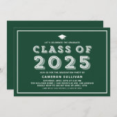 Green Class of 2025 Cap Retro Abschluss Einladung (Vorne/Hinten)