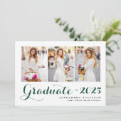 Green Class of 2025 Foto Collage Abschluss Einladung (Stehend Vorderseite)