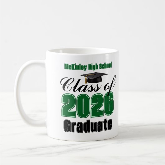 Green Class of 2026 Graduation Keepsake Kaffeetasse (Links)