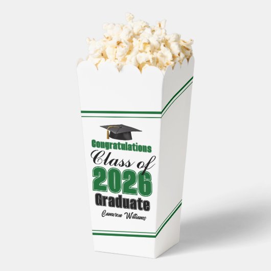 Green Class of 2026 Graduation Party Popcorn Geschenkschachtel (Geplatzt)