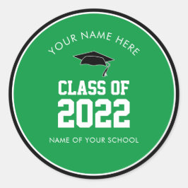 Green Class of High School Abschluss Runder Aufkleber
