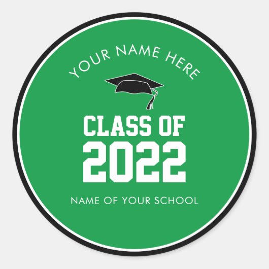 Green Class of High School Abschluss Runder Aufkleber (Vorderseite)