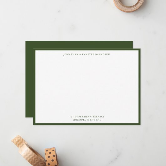 Green Classic Border Flat Note Card Mitteilungskarte (Vorderseite/Rückseite Beispiel)