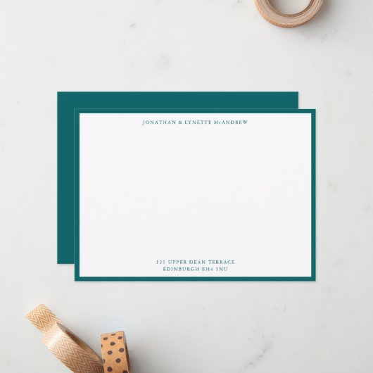 Green Classic Border Flat Note Card Mitteilungskarte (Vorderseite/Rückseite Beispiel)