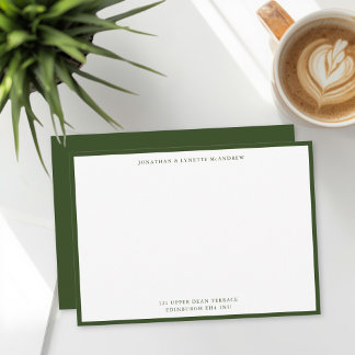 Green Classic Border Flat Note Card Mitteilungskarte