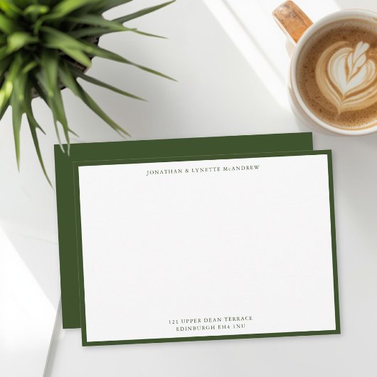 Green Classic Border Flat Note Card Mitteilungskarte