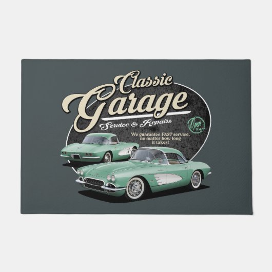 Green Classic Car Garage Fußmatte (Vorderseite)