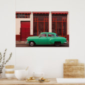Green Classic Car, Kuba Poster (Küche)