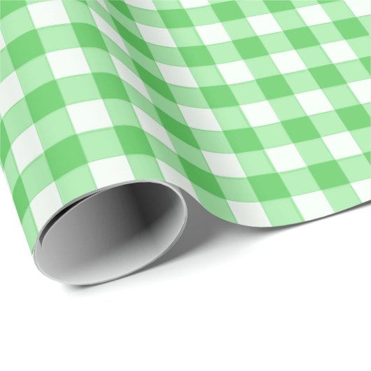 Green Classic Gingham Checkered Pattern Geschenkpapier (Rolleneckpunkt)