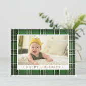 Green Classic Kariert | FOTO Feiertagskarte (Stehend Vorderseite)