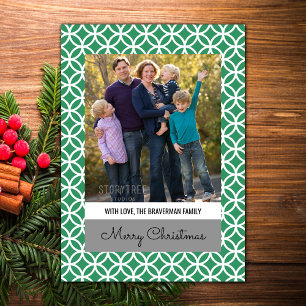 Green Classy Diamond Holiday Foto Flat Card Feiertagskarte