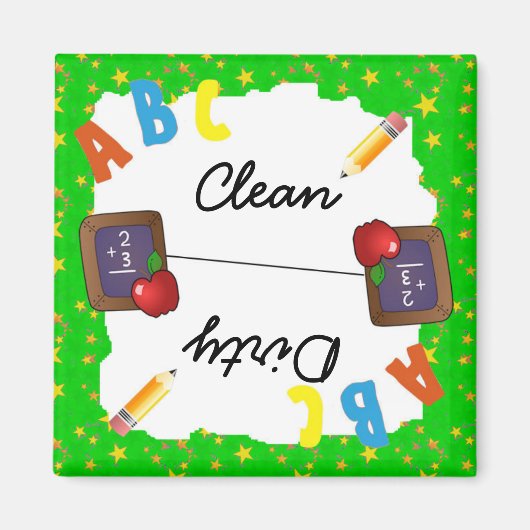 Green Clean & Dirty School Chalkboard Magnet (Vorne)