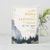 Green Cliff Classic Watercolor Monogram Wedding Einladung (Stehend Vorderseite)