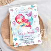 Green Cloud Mermaid Birthday Einladung