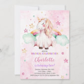 Green Cloud Rainbow Einhornkarten Einladung (Vorderseite)