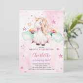 Green Cloud Rainbow Einhornkarten Einladung (Stehend Vorderseite)