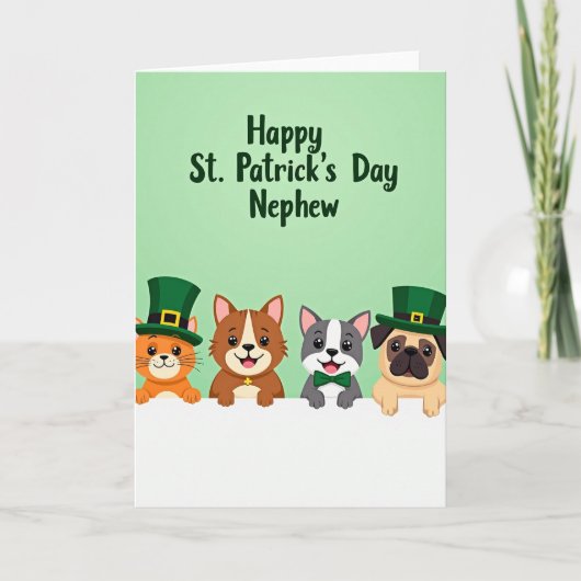 Green Clover Animal Friends Card Karte (Vorderseite)
